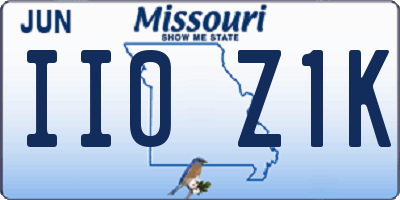 MO license plate II0Z1K
