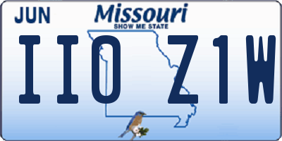 MO license plate II0Z1W