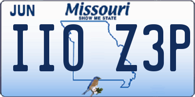 MO license plate II0Z3P