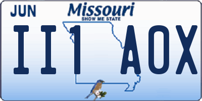MO license plate II1A0X