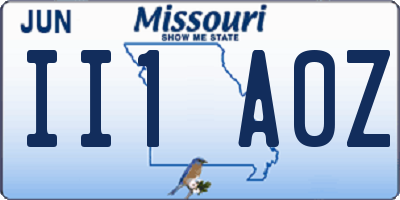MO license plate II1A0Z