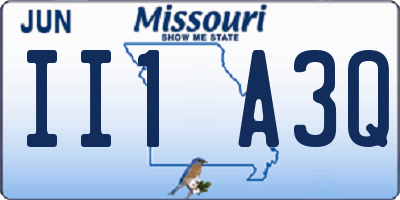 MO license plate II1A3Q