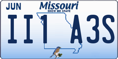 MO license plate II1A3S
