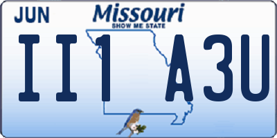 MO license plate II1A3U