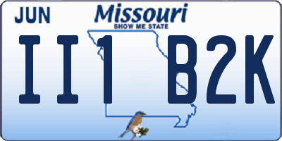 MO license plate II1B2K