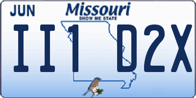MO license plate II1D2X