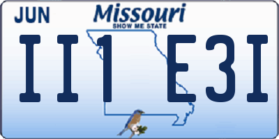 MO license plate II1E3I