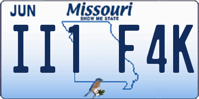 MO license plate II1F4K