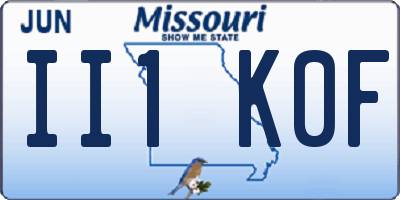 MO license plate II1K0F