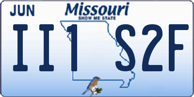 MO license plate II1S2F