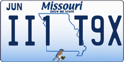MO license plate II1T9X