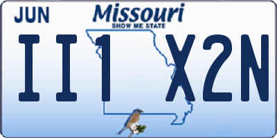 MO license plate II1X2N