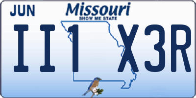 MO license plate II1X3R