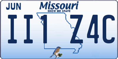 MO license plate II1Z4C