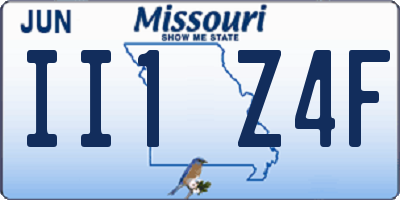 MO license plate II1Z4F