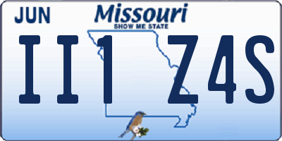MO license plate II1Z4S