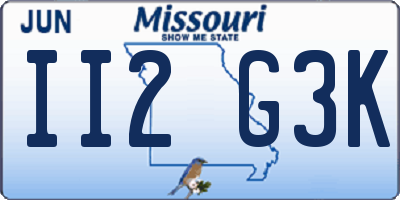 MO license plate II2G3K
