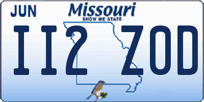 MO license plate II2Z0D
