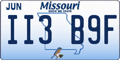 MO license plate II3B9F