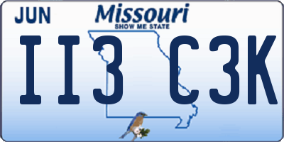 MO license plate II3C3K