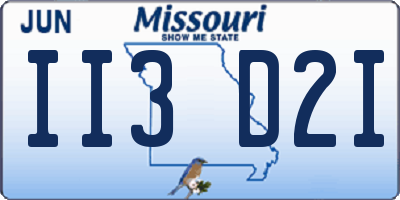 MO license plate II3D2I