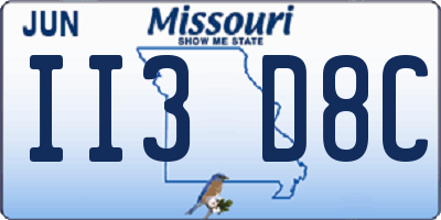 MO license plate II3D8C