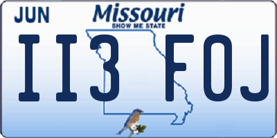 MO license plate II3F0J