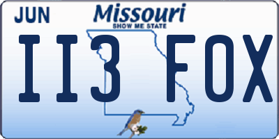 MO license plate II3F0X
