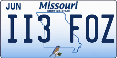 MO license plate II3F0Z