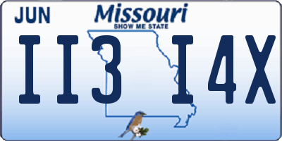 MO license plate II3I4X