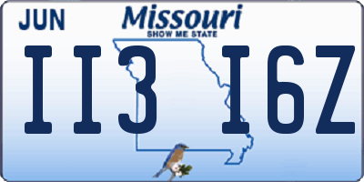 MO license plate II3I6Z