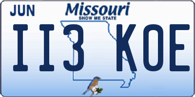 MO license plate II3K0E