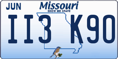 MO license plate II3K9O