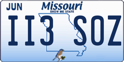 MO license plate II3S0Z