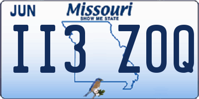 MO license plate II3Z0Q