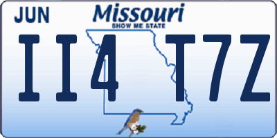 MO license plate II4T7Z
