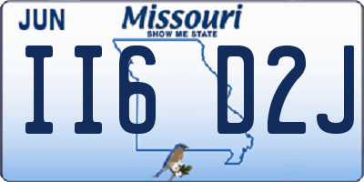 MO license plate II6D2J