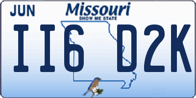 MO license plate II6D2K