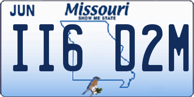 MO license plate II6D2M