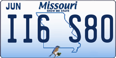 MO license plate II6S8O