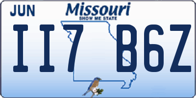 MO license plate II7B6Z