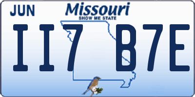 MO license plate II7B7E