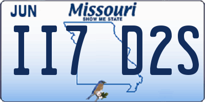 MO license plate II7D2S