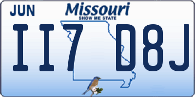 MO license plate II7D8J