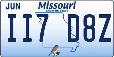 MO license plate II7D8Z