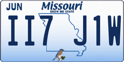 MO license plate II7J1W