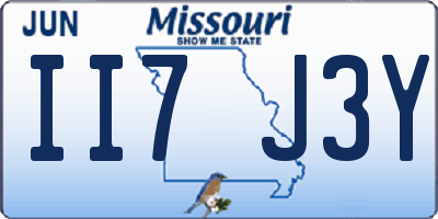 MO license plate II7J3Y