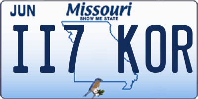 MO license plate II7K0R