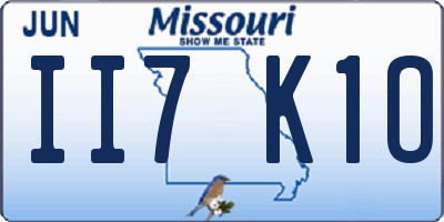 MO license plate II7K1O
