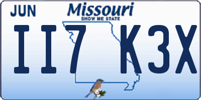MO license plate II7K3X